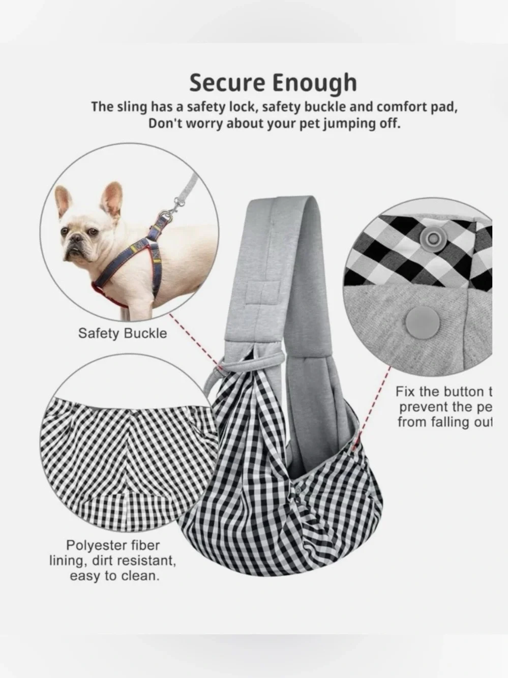 Cuby Dog & Cat Sling Carrier Hands Free Reversible Gray Black & White New